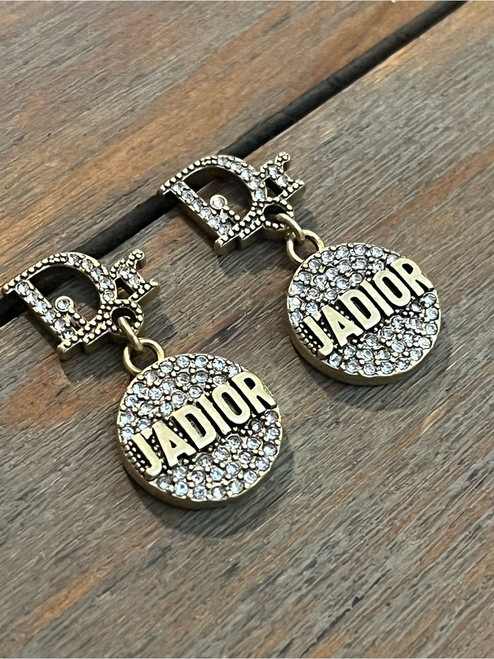Dior Gold-Tone J'ADIOR Crystal Disc Drop Earrings